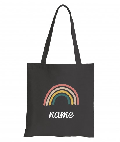 Personalised Rainbow Cotton Eco-friendly Black Tote Bag